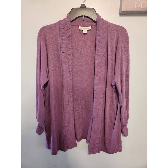 Coldwater Creek Purple Cardigan Open Front 3/4 Sleeves Size Medium - Picture 1 of 4